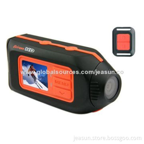 Water-resistant Wearable Sports Camera with LCD Playback and Remote Control